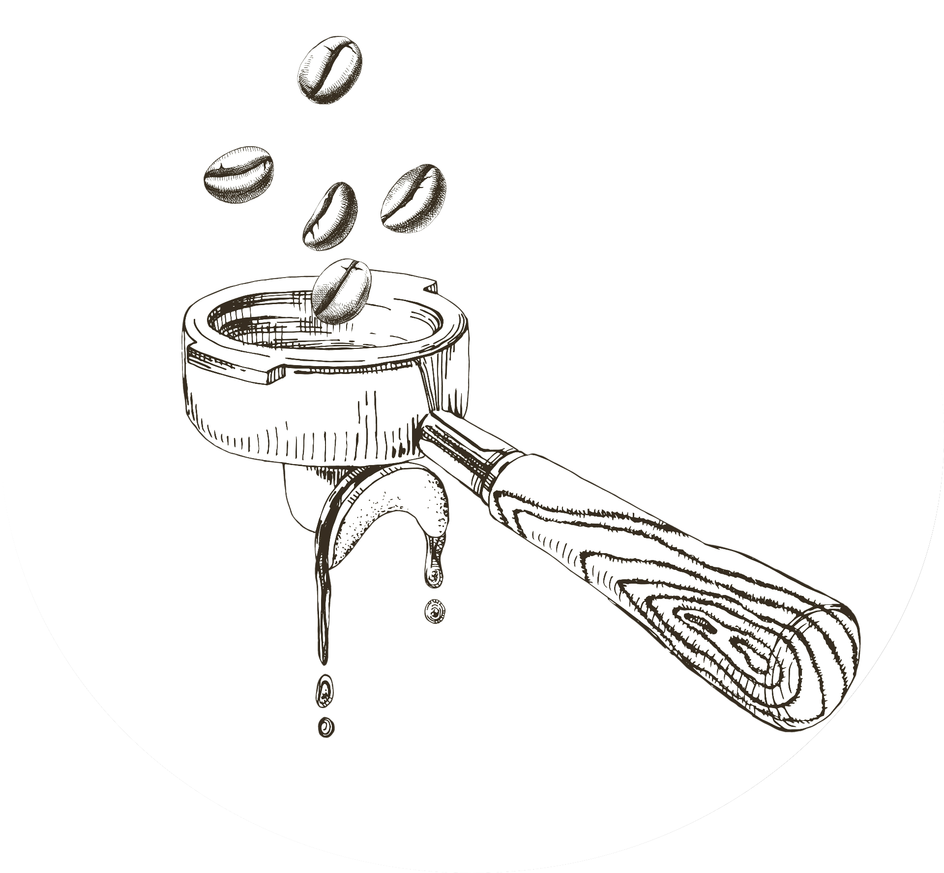 Siebträger mit fallenden Kaffeebohnen